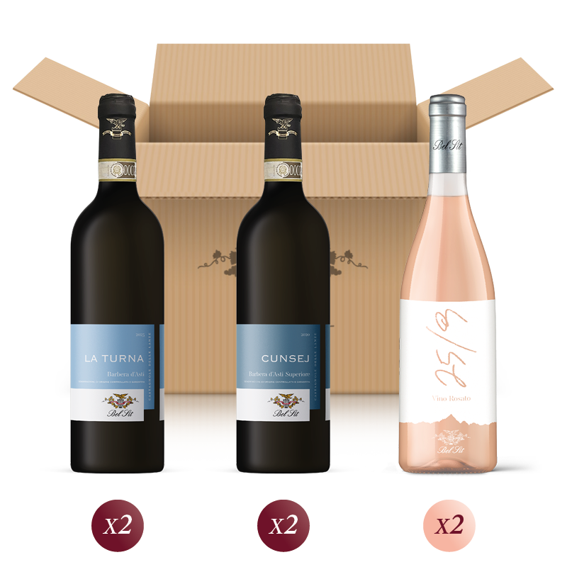 Elisir Argento - confezione mista da 6 bottiglie per una degustazione di vino del Piemonte - Bel Sit Winery